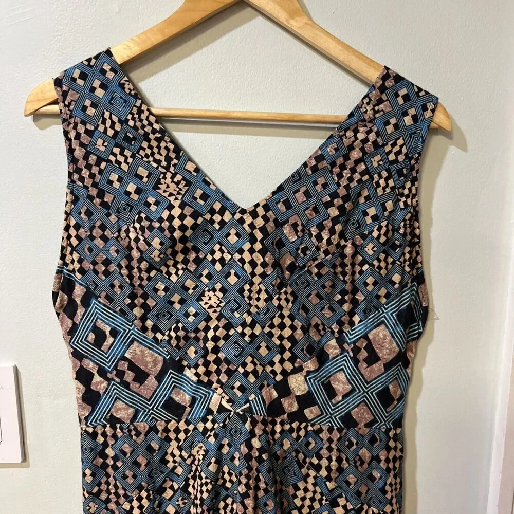 Anthropologie Let Me Be Flounced Women’s Maxi Dress Size Large Geometric Print